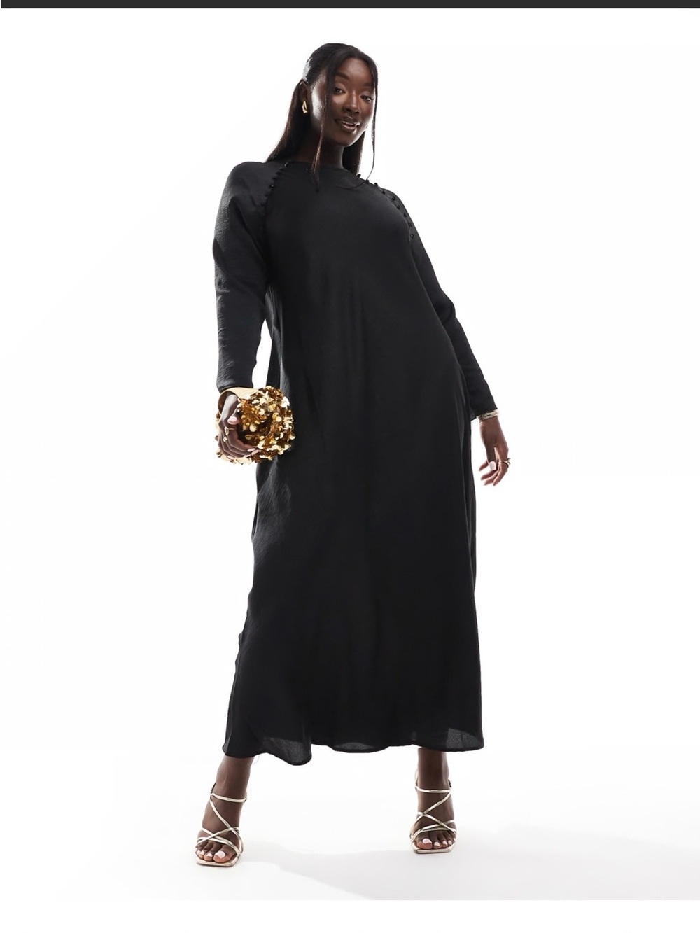 ASOS Design Curve satin biased maxi dress with button detail
